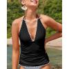 imageYonique Womens Halter Tankini Top No Bottom V Neck Swim Top Tummy Control Bathing Suit TopBlack 02