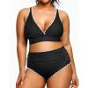 imageYonique Womens Plus Size Bikini High Waisted Swimsuits Two Piece Bathing Suits Tummy Control SwimwearBlack White