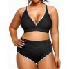 imageYonique Womens Plus Size Bikini High Waisted Swimsuits Two Piece Bathing Suits Tummy Control SwimwearBlack White