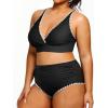 imageYonique Womens Plus Size Bikini High Waisted Swimsuits Two Piece Bathing Suits Tummy Control SwimwearBlack White