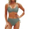 imageYonique Women Two Piece Bathing Suits Push Up Bikini Set Halter Swimsuit Vintage SwimwearArmy Green1