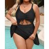 imagePlus Size Swim Dress  One Piece Swimsuit Tummy Control Bathing Suit with Skirt Cutout SwimwearBlack