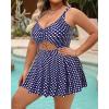 imagePlus Size Swim Dress  One Piece Swimsuit Tummy Control Bathing Suit with Skirt Cutout SwimwearBlue Dots