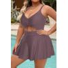imagePlus Size Swim Dress  One Piece Swimsuit Tummy Control Bathing Suit with Skirt Cutout SwimwearBrown