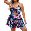 imagePlus Size Swim Dress  One Piece Swimsuit Tummy Control Bathing Suit with Skirt Cutout SwimwearColorful Floral