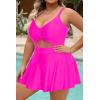 imagePlus Size Swim Dress  One Piece Swimsuit Tummy Control Bathing Suit with Skirt Cutout SwimwearHot Pink