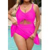 imagePlus Size Swim Dress  One Piece Swimsuit Tummy Control Bathing Suit with Skirt Cutout SwimwearHot Pink