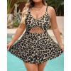 imagePlus Size Swim Dress  One Piece Swimsuit Tummy Control Bathing Suit with Skirt Cutout SwimwearLeopard