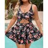 imagePlus Size Swim Dress  One Piece Swimsuit Tummy Control Bathing Suit with Skirt Cutout SwimwearPink Floral