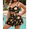 imagePlus Size Swim Dress  One Piece Swimsuit Tummy Control Bathing Suit with Skirt Cutout SwimwearSun Stars and Moon Print