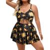 imagePlus Size Swim Dress  One Piece Swimsuit Tummy Control Bathing Suit with Skirt Cutout SwimwearSun Stars and Moon Print