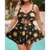 imagePlus Size Swim Dress  One Piece Swimsuit Tummy Control Bathing Suit with Skirt Cutout SwimwearSun Stars and Moon Print