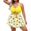 imagePlus Size Swim Dress  One Piece Swimsuit Tummy Control Bathing Suit with Skirt Cutout SwimwearSunflower Yellow