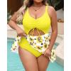 imagePlus Size Swim Dress  One Piece Swimsuit Tummy Control Bathing Suit with Skirt Cutout SwimwearSunflower Yellow