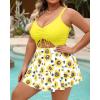 imagePlus Size Swim Dress  One Piece Swimsuit Tummy Control Bathing Suit with Skirt Cutout SwimwearSunflower Yellow
