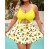imagePlus Size Swim Dress  One Piece Swimsuit Tummy Control Bathing Suit with Skirt Cutout SwimwearSunflower Yellow