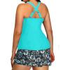 imagePlus Size Tankini with Skirt  Two Piece Swimsuit Tummy Control Bathing Suit High Neck Swimwear 2025Aqua and Flower