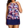 imagePlus Size Tankini with Skirt  Two Piece Swimsuit Tummy Control Bathing Suit High Neck Swimwear 2025Colorful Leaves