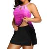 imagePlus Size Tankini with Skirt  Two Piece Swimsuit Tummy Control Bathing Suit High Neck Swimwear 2025Pink Gradient