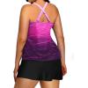 imagePlus Size Tankini with Skirt  Two Piece Swimsuit Tummy Control Bathing Suit High Neck Swimwear 2025Pink Gradient