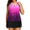 imagePlus Size Tankini with Skirt  Two Piece Swimsuit Tummy Control Bathing Suit High Neck Swimwear 2025Pink Gradient