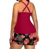 imagePlus Size Tankini with Skirt  Two Piece Swimsuit Tummy Control Bathing Suit High Neck Swimwear 2025Red Floral