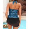 imageTankini Bathing Suit for Women  Two Piece Swimsuit with Skirt Tummy Control Swimwear Halter Mesh Swim Dress 2025Blue Paisley