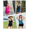 imageTankini Bathing Suit for Women  Two Piece Swimsuit with Skirt Tummy Control Swimwear Halter Mesh Swim Dress 2025Blue Paisley