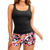 imageTankini Swimsuits with Shorts  Two Piece Swimsuits Tummy Control Bathing Suits with PocketsBlack and Pink Floral