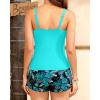 imageTankini Swimsuits with Shorts  Two Piece Swimsuits Tummy Control Bathing Suits with PocketsBlue Leaves