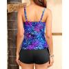 imageTankini Swimsuits with Shorts  Two Piece Swimsuits Tummy Control Bathing Suits with PocketsBlue Purple Leaves