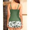 imageTankini Swimsuits with Shorts  Two Piece Swimsuits Tummy Control Bathing Suits with PocketsGreen Palm Tree