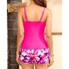imageTankini Swimsuits with Shorts  Two Piece Swimsuits Tummy Control Bathing Suits with PocketsPink and Flower