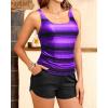 imageTankini Swimsuits with Shorts  Two Piece Swimsuits Tummy Control Bathing Suits with PocketsPurple Stripe