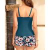 imageTankini Swimsuits with Shorts  Two Piece Swimsuits Tummy Control Bathing Suits with PocketsTeal Flower