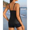 imageWomen Tankini Swimsuit with Shorts  Flowy Two Piece Swimsuits Tummy Control Bathing Suits 2025 SwimwearBlack