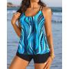 imageWomen Tankini Swimsuit with Shorts  Flowy Two Piece Swimsuits Tummy Control Bathing Suits 2025 SwimwearBlue Wavy Pattern
