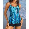 imageWomen Tankini Swimsuit with Shorts  Flowy Two Piece Swimsuits Tummy Control Bathing Suits 2025 SwimwearBlue Wavy Pattern