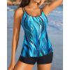 imageWomen Tankini Swimsuit with Shorts  Flowy Two Piece Swimsuits Tummy Control Bathing Suits 2025 SwimwearBlue Wavy Pattern
