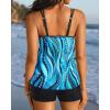imageWomen Tankini Swimsuit with Shorts  Flowy Two Piece Swimsuits Tummy Control Bathing Suits 2025 SwimwearBlue Wavy Pattern
