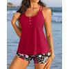 imageWomen Tankini Swimsuit with Shorts  Flowy Two Piece Swimsuits Tummy Control Bathing Suits 2025 SwimwearRed and Floral