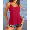 imageWomen Tankini Swimsuit with Shorts  Flowy Two Piece Swimsuits Tummy Control Bathing Suits 2025 SwimwearRed and Floral