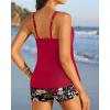 imageWomen Tankini Swimsuit with Shorts  Flowy Two Piece Swimsuits Tummy Control Bathing Suits 2025 SwimwearRed and Floral
