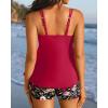 imageWomen Tankini Swimsuit with Shorts  Flowy Two Piece Swimsuits Tummy Control Bathing Suits 2025 SwimwearRed and Floral