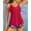 imageWomen Tankini Swimsuit with Shorts  Flowy Two Piece Swimsuits Tummy Control Bathing Suits 2025 SwimwearRed and Floral