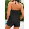 imageWomen Tankini Swimsuit with Shorts  Halter Two Piece Swimsuit with Pocket Tummy Control Bathing Suit 2025 SwimwearBlack