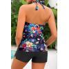 imageWomen Tankini Swimsuit with Shorts  Halter Two Piece Swimsuit with Pocket Tummy Control Bathing Suit 2025 SwimwearBlack Flowers