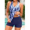 imageWomen Tankini Swimsuit with Shorts  Halter Two Piece Swimsuit with Pocket Tummy Control Bathing Suit 2025 SwimwearBlue Tie Dye
