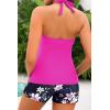 imageWomen Tankini Swimsuit with Shorts  Halter Two Piece Swimsuit with Pocket Tummy Control Bathing Suit 2025 SwimwearPink Flower