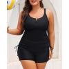 imageWomens Plus Size Tankini Swimsuit  Two Piece Bathing Suit with Shorts 2025 VWired Tummy Control SwimwearBlack